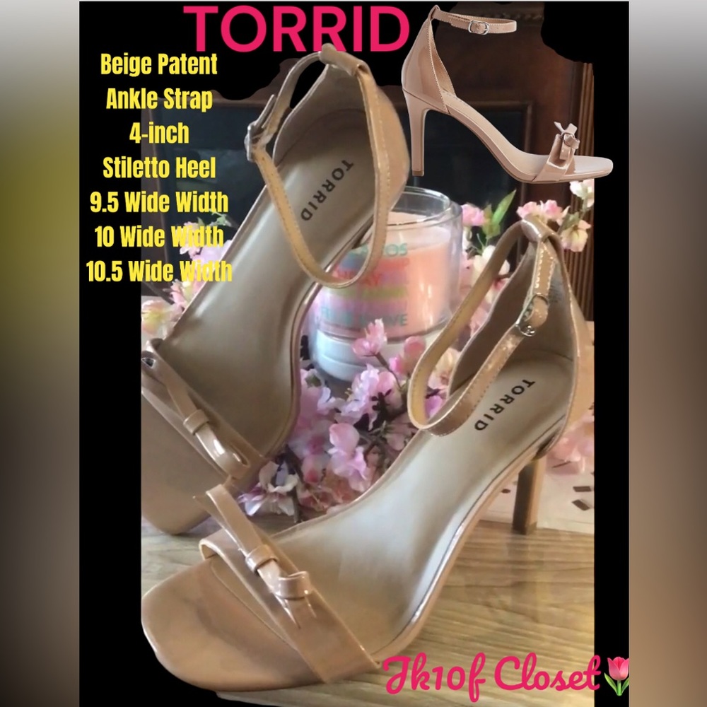 LOWEST🌺 NWT TORRID 9.5 or 10.5 WIDE WIDTH ANKLE STRAP NUDE HEELS